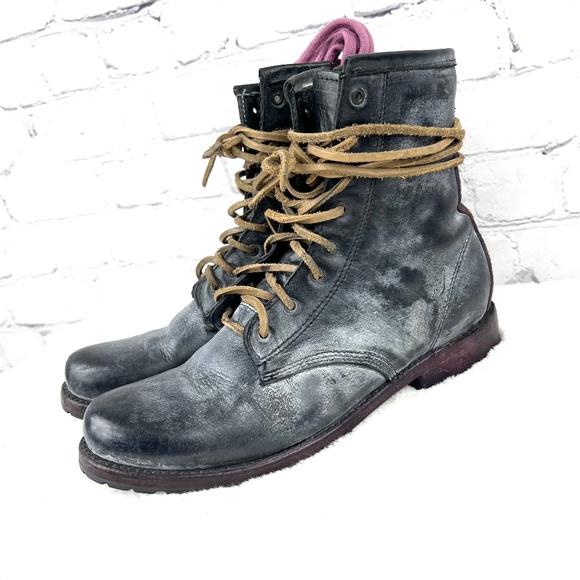 🚫SOLD|•FREEBIRD🦅BY STEVEN•| 'Chute' Manchester Combat Biker Boots Size 9 Black - Picture 2 of 16